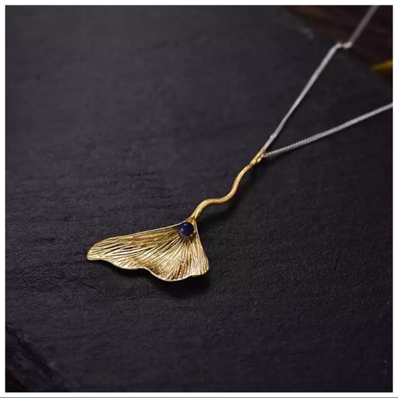 🎁 Artisan Handmade Natural Lapis 925 Silver The Zafyre Whale Tail Necklace - Picture 3 of 7